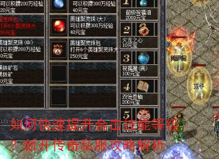 如何快速提升合击技能等级?新开传奇私服攻略解析 如何快速提升合击技能等级?新开传奇私服攻略解析