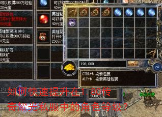 如何快速提升在1.80传奇耀光私服中的角色等级? 如何快速提升在1.80传奇耀光私服中的角色等级?